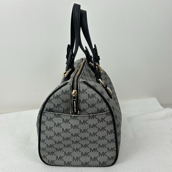 Michael Kors Grayson Large Satchel MK Signature Gray Black with Gold Hardware - Picture 9 of 15